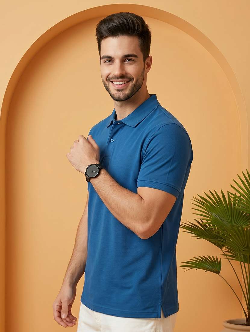 men solid short sleeve regular fit polo t-shirt