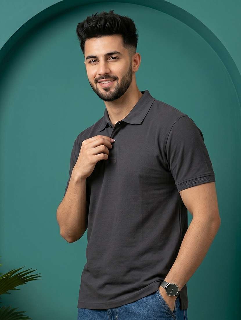men solid short sleeve regular fit polo t-shirt