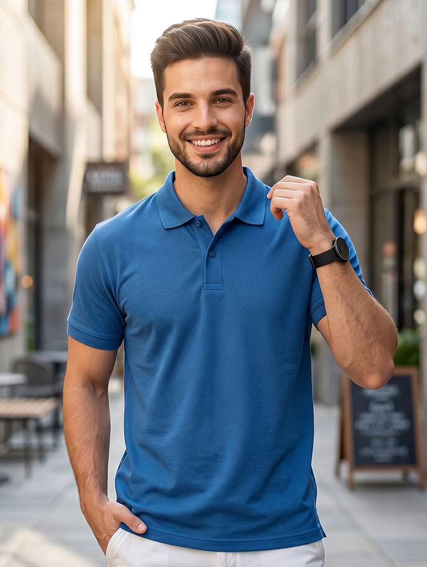 men solid short sleeve regular fit polo t-shirt