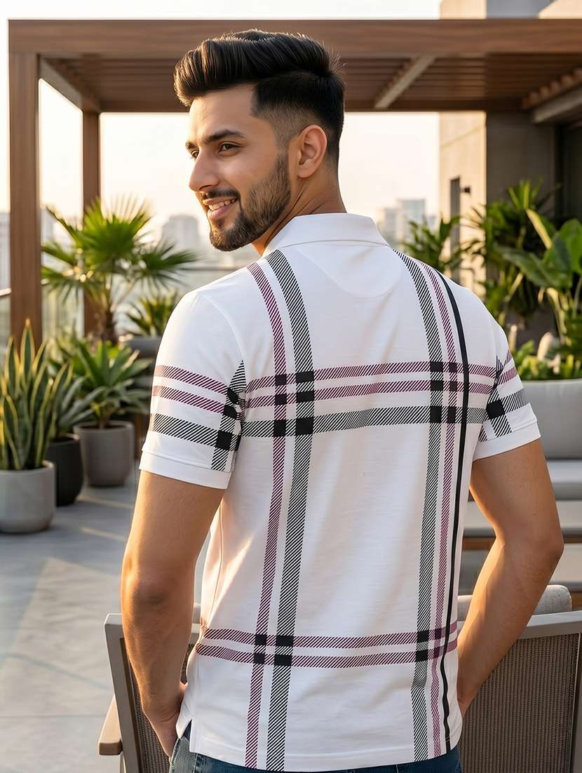 men checkered short sleeve regular fit polo t-shirt - 22520688 -  Standard Image - 3
