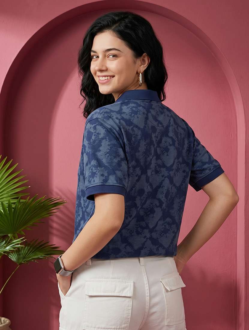 women printed short sleeves oversized polo t-shirt - 22520700 -  Standard Image - 3