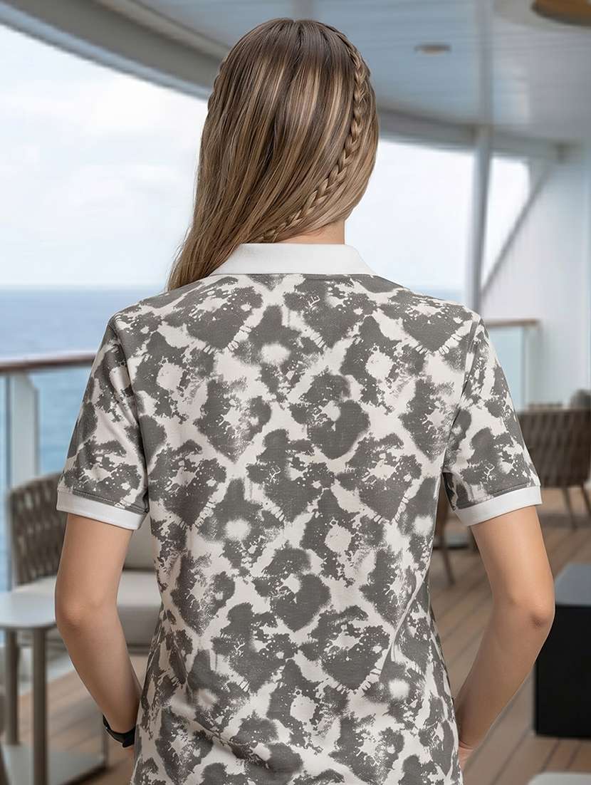 women printed short sleeves oversized polo t-shirt - 22520724 -  Standard Image - 3
