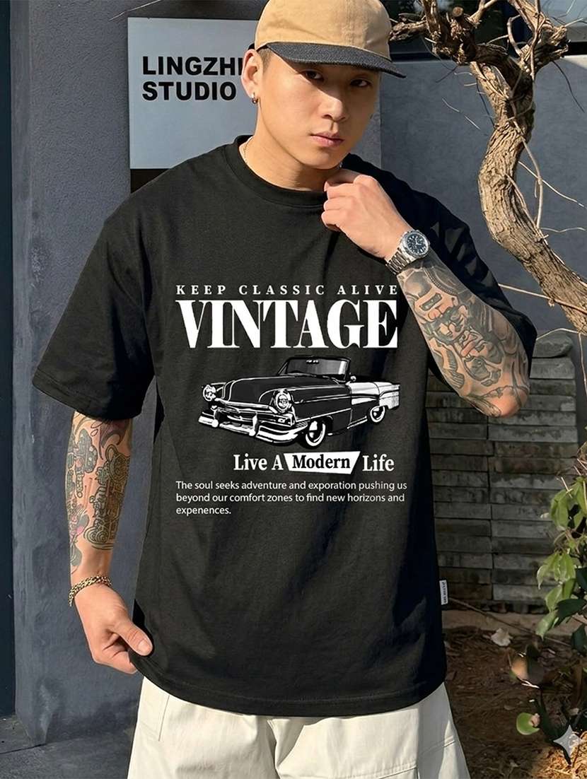 men printed short sleeve oversized t-shirt