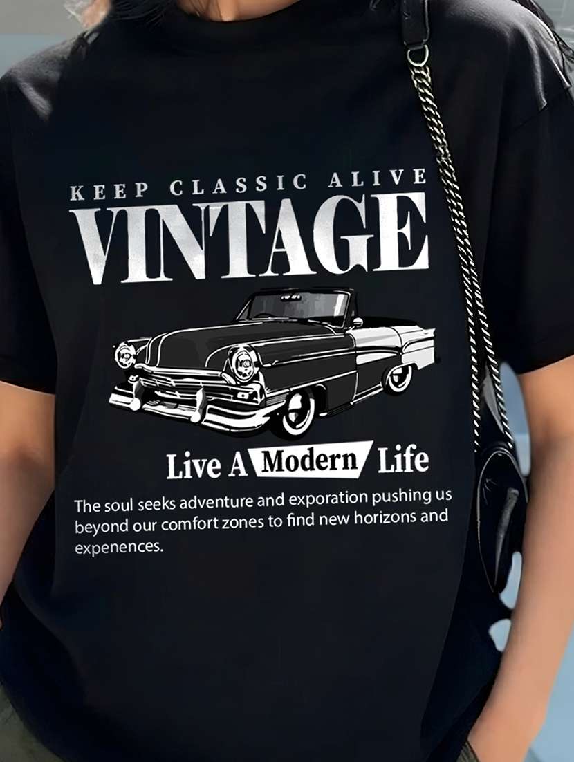 women printed round neck oversized t-shirt - 22520762 -  Standard Image - 3