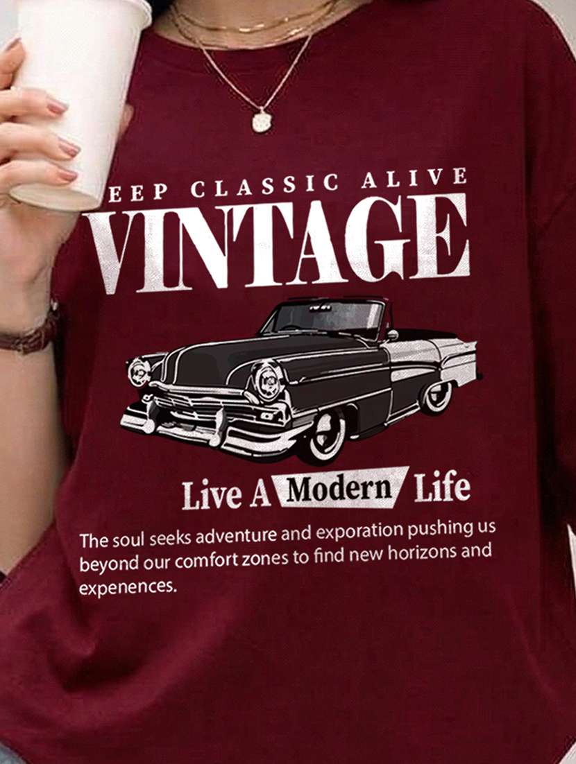 women printed round neck oversized t-shirt - 22520763 -  Standard Image - 3