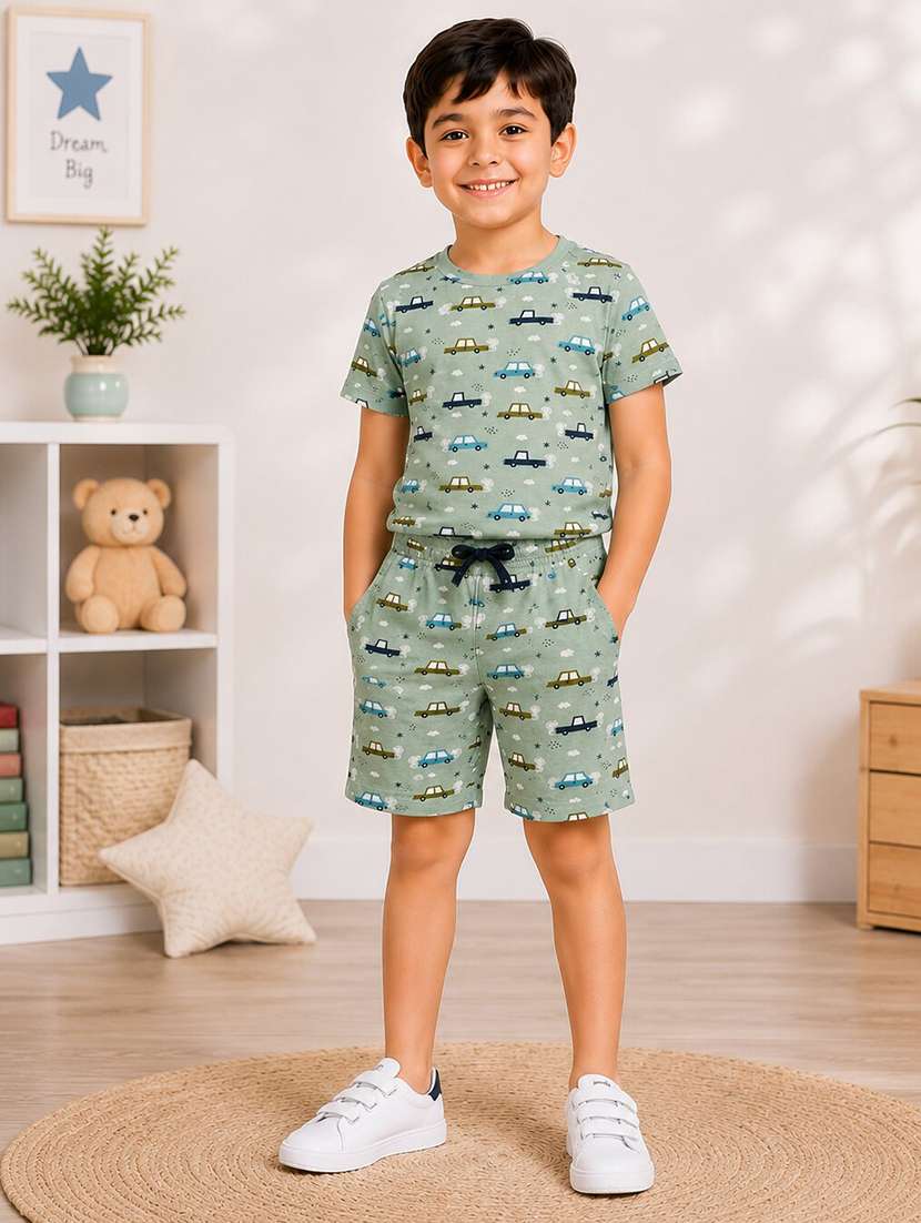 boys printed short sleeve t-shirt & shorts co-ords set