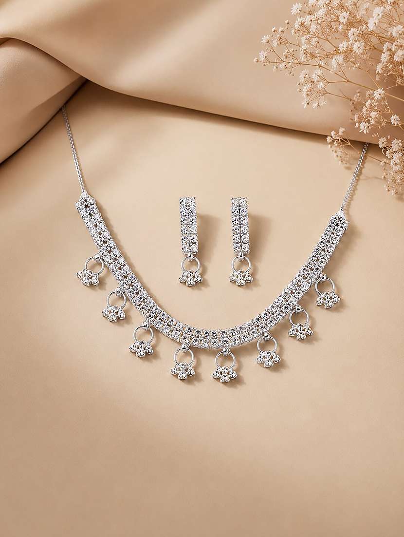 choker rhinestone crystal necklace and earrings set 