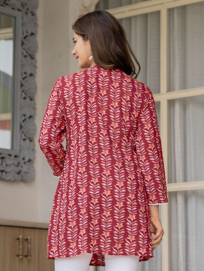 women printed notch neck straight kurti - 22520855 -  Standard Image - 3