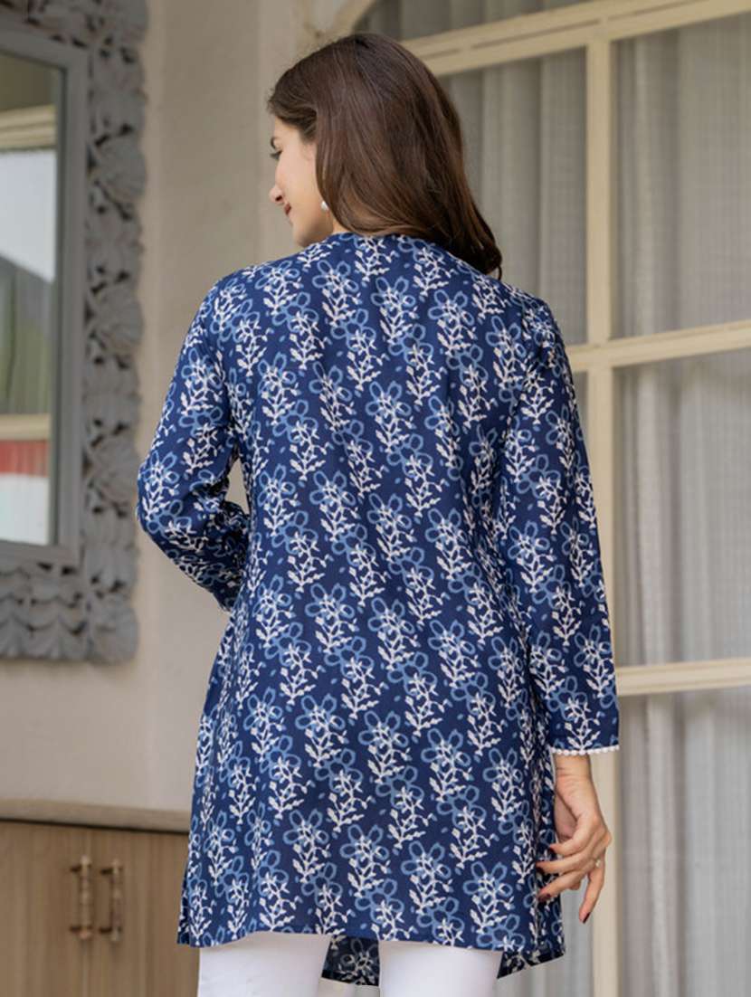 women printed notch neck straight kurti - 22520856 -  Standard Image - 3