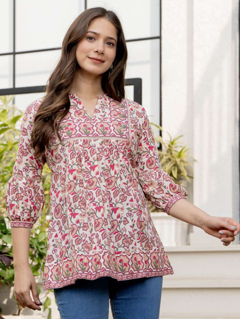 women printed notch neck a-line tunic - 22520860 -  Standard Image - 3