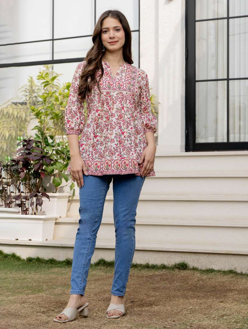 women printed notch neck a-line tunic - 22520860 -  Standard Image - 5