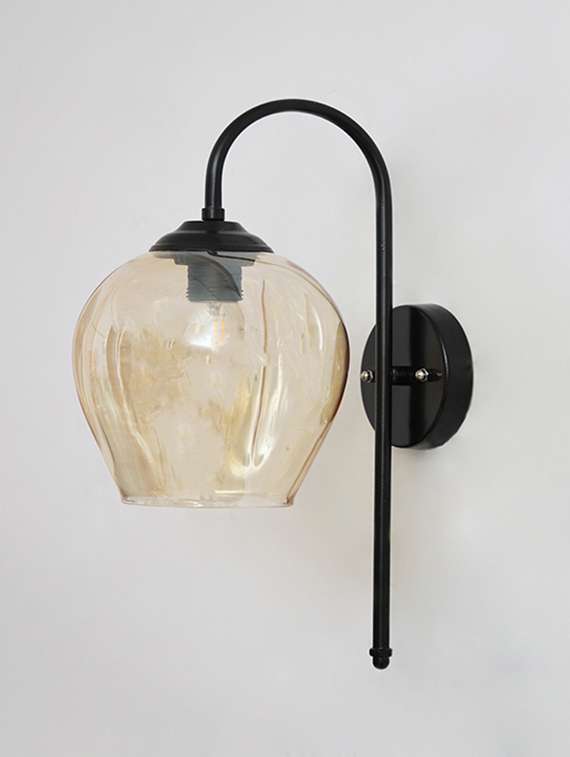 Hanging Downward Amber Glass Black Wall Light - 22520865 -  Standard Image - 3