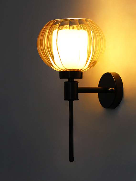 modern amber kharbuja glass black lamp