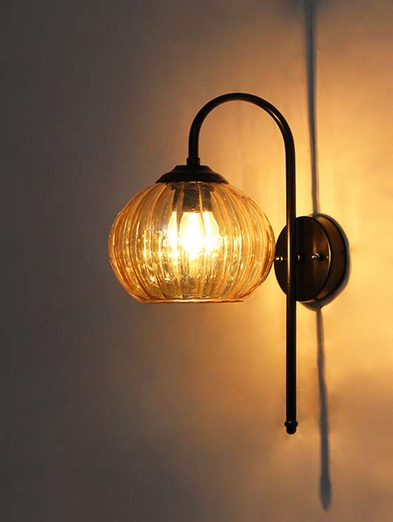 modern amber hanging black wall lamp
