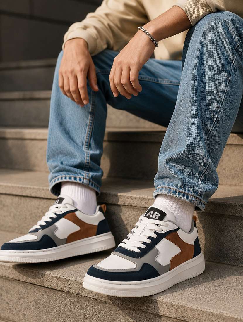 men color block lace up sneaker