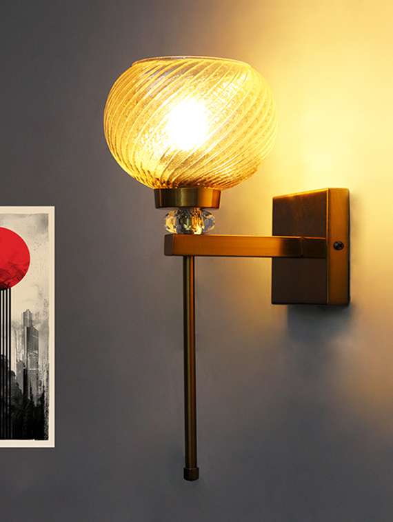 doom mf amber glass crystal wall light