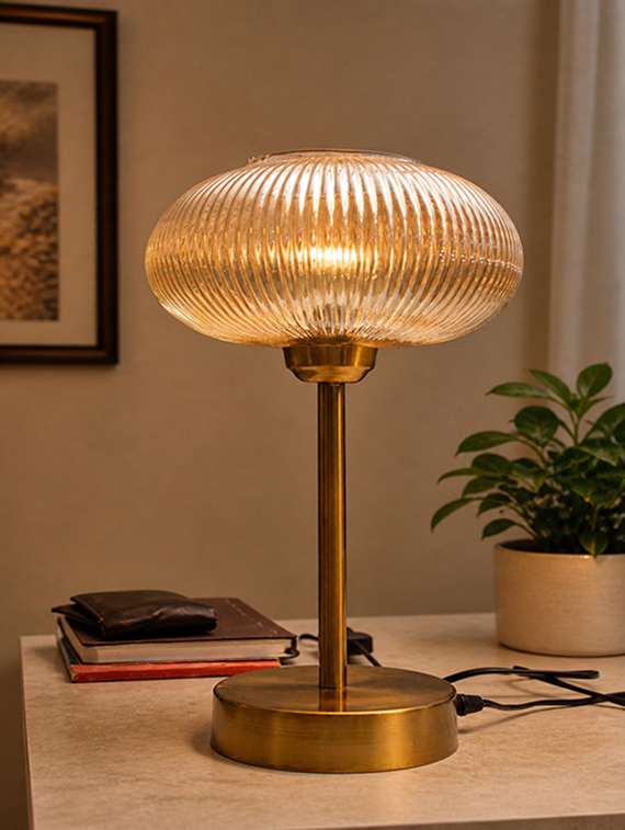 aurora ribbed glass table lamp