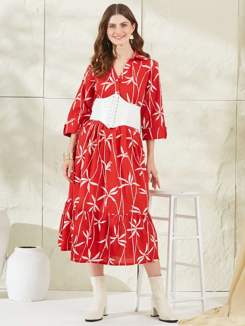 Women Printed Collared Tiered Dress - 22520939 -  Standard Image - 5