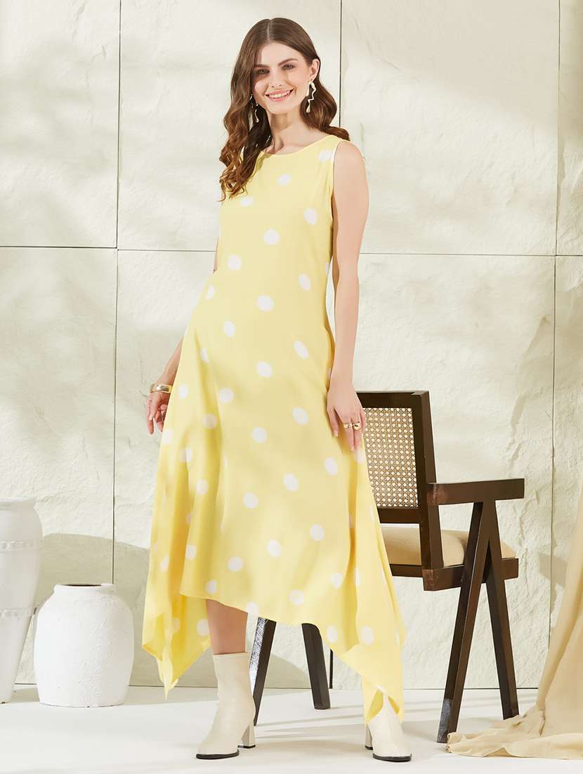 women printed sleeveless asymmetric dress