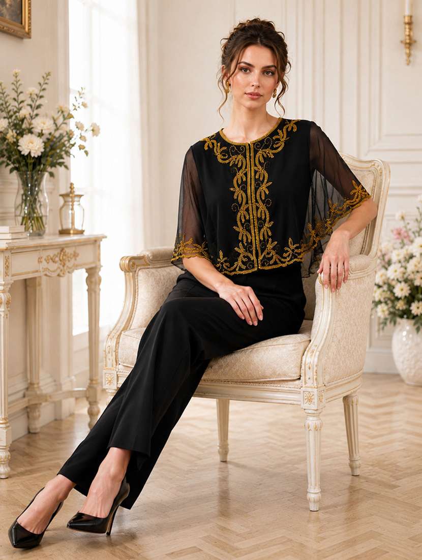 women embroidered round neck poncho - 22520946 -  Standard Image - 5