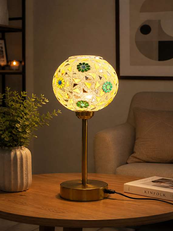boho mosaic flower table lamp
