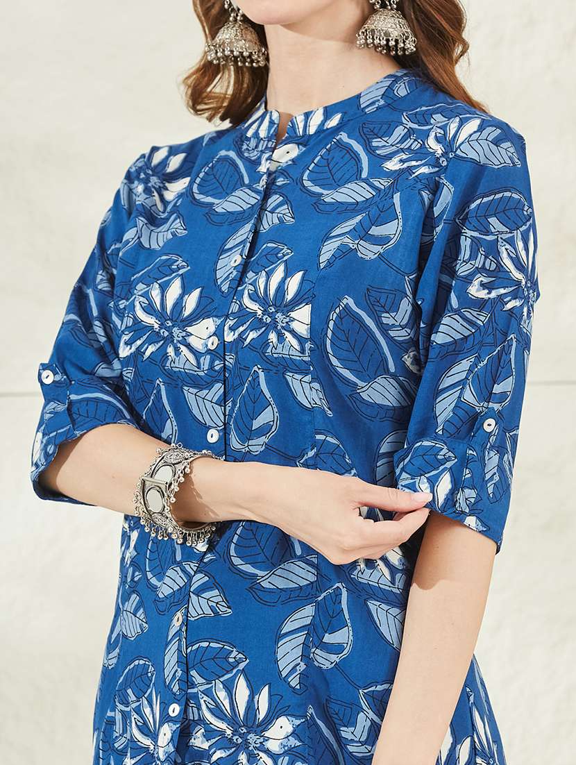 women printed mandarin neck shirt style tunic - 22520996 -  Standard Image - 5