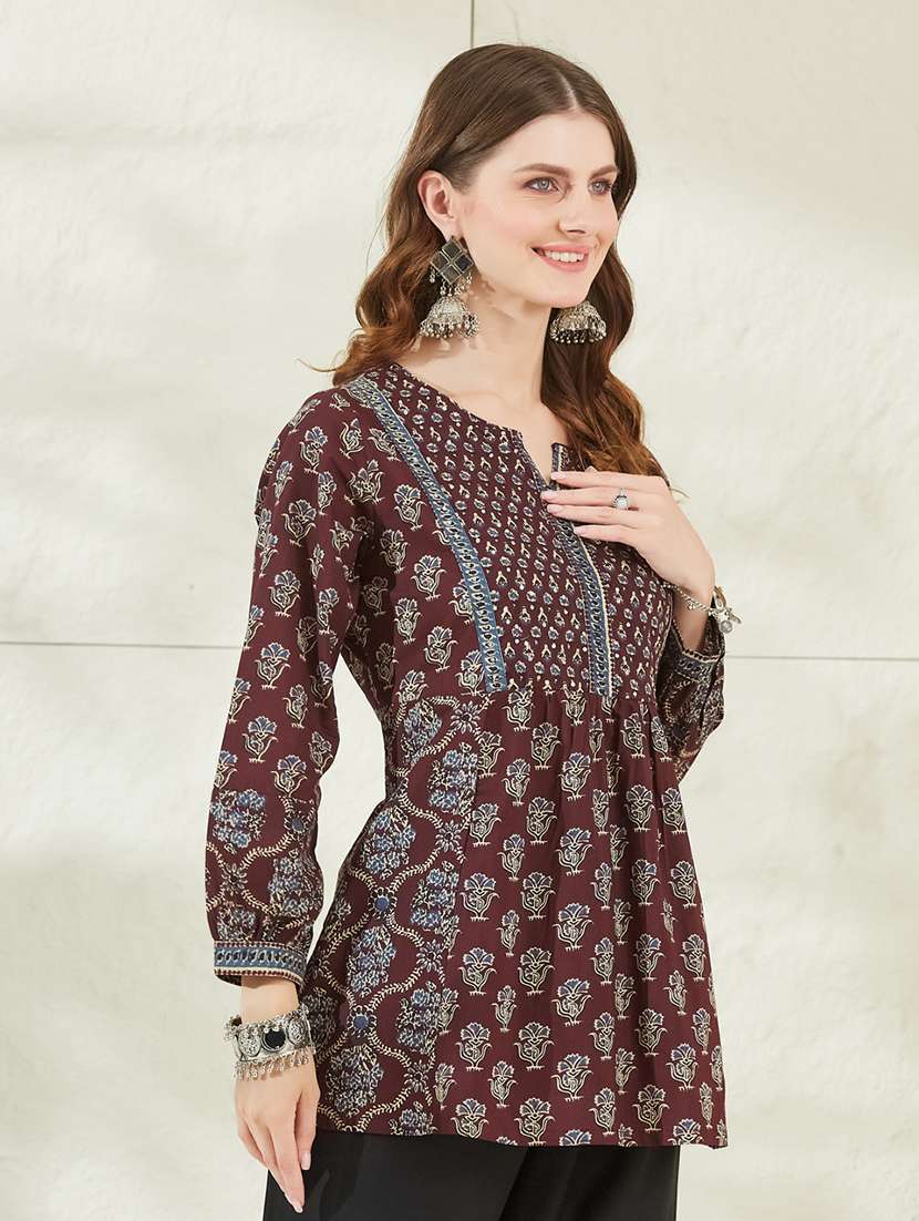 women printed notch neck a-line tunic - 22520998 -  Standard Image - 3