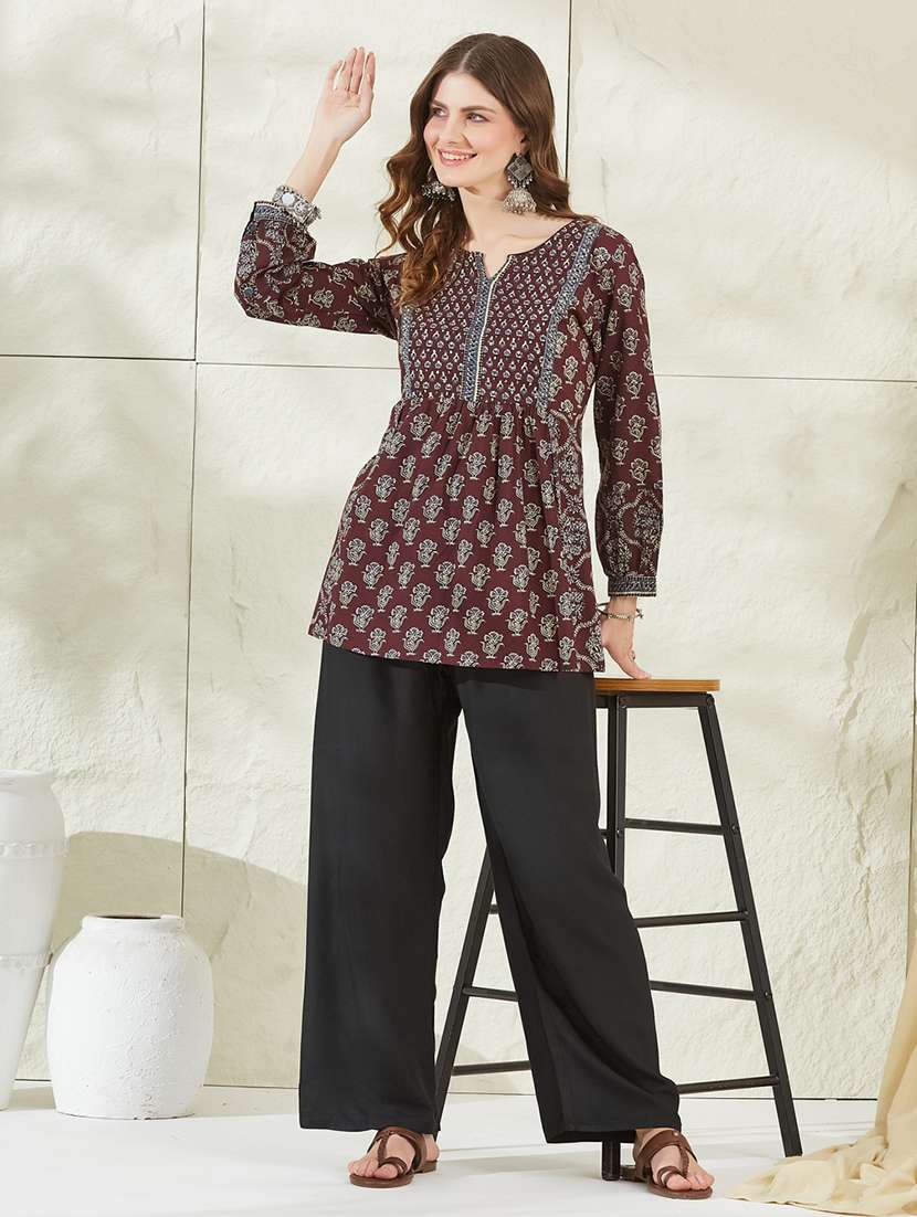 women printed notch neck a-line tunic - 22520998 -  Standard Image - 5