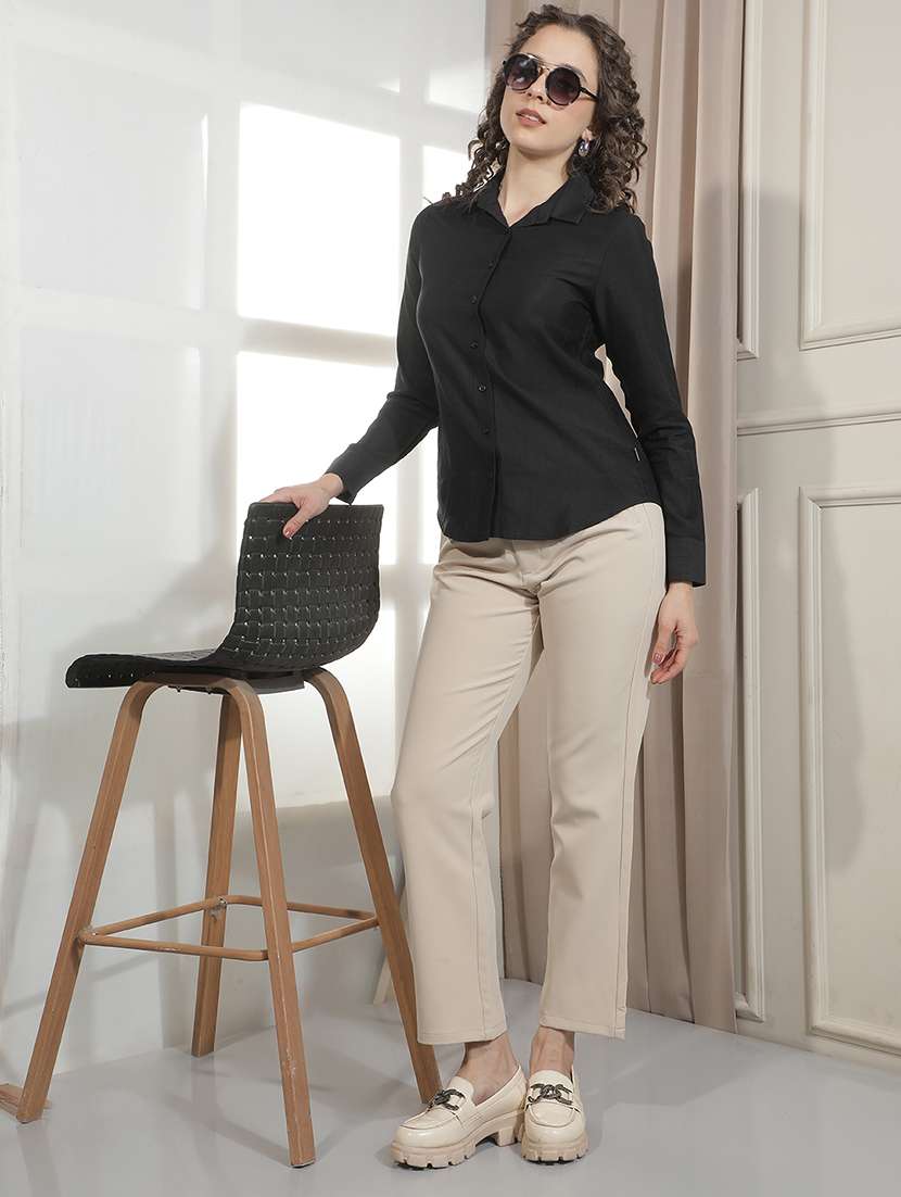 Women Solid Collared Regular Shirt - 22521042 -  Standard Image - 5