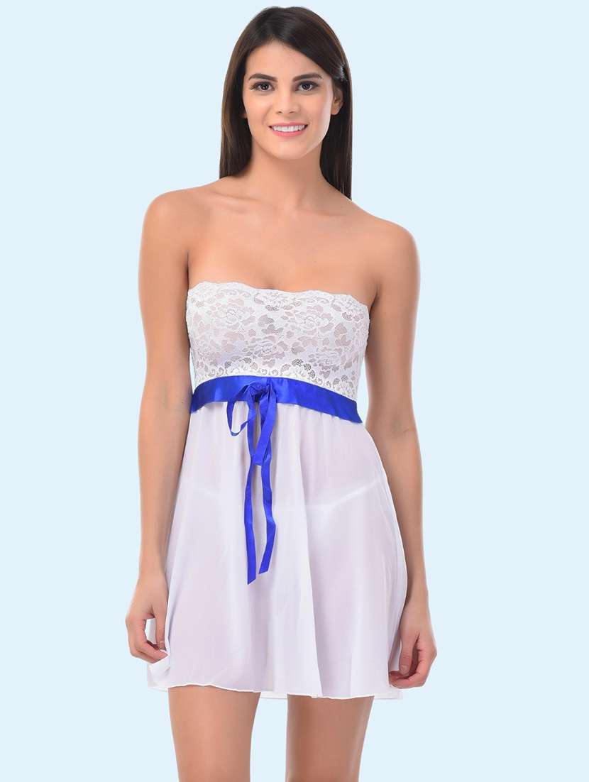 women self design off shoulder babydoll set