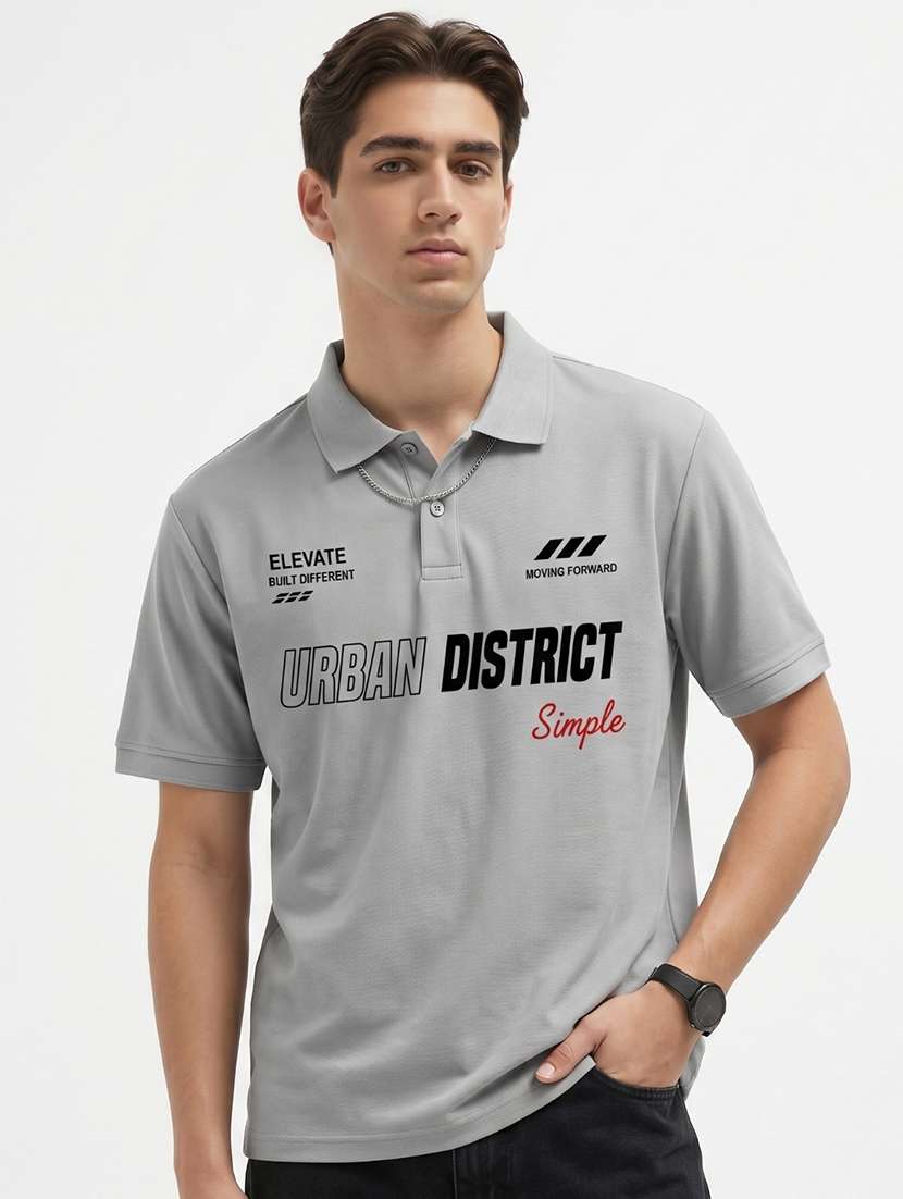 men typographic short sleeve regular fit polo t-shirt