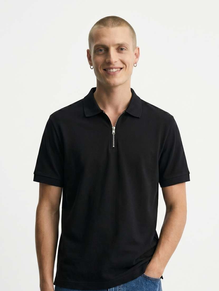 men solid short sleeve regular fit polo t-shirt