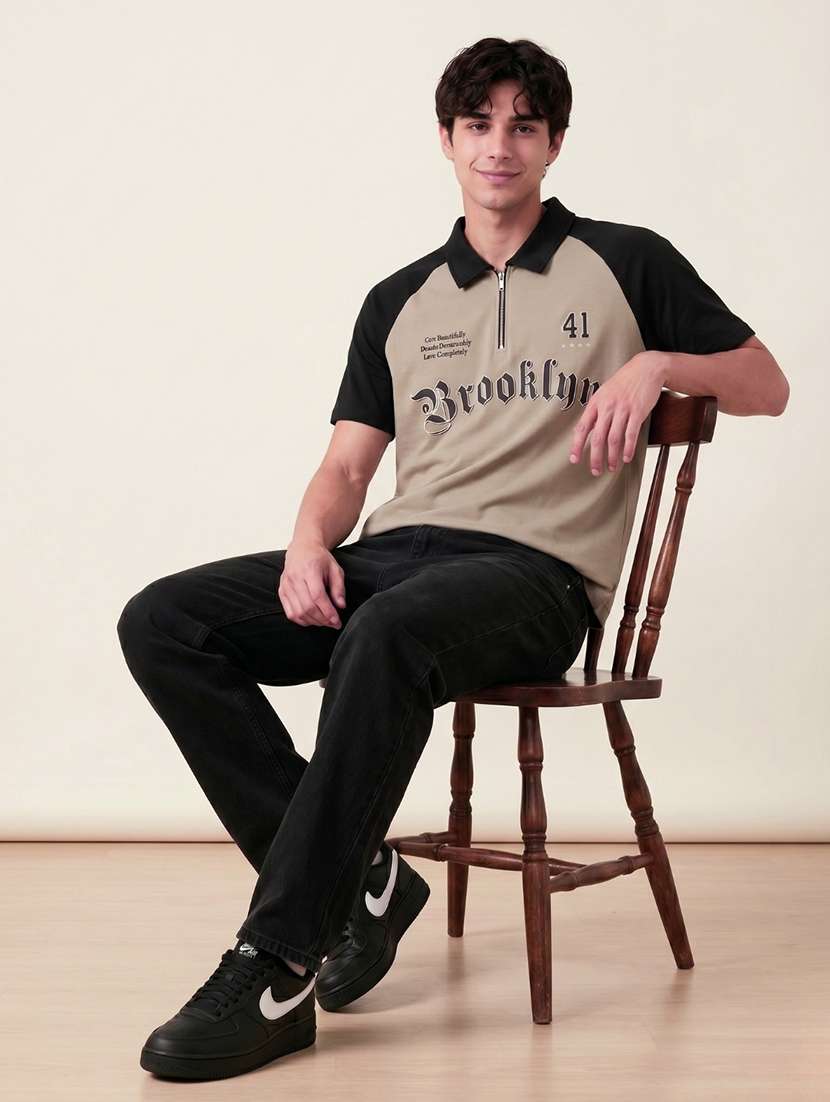 men color block raglan sleeve regular fit polo t-shirt - 22521279 -  Standard Image - 3