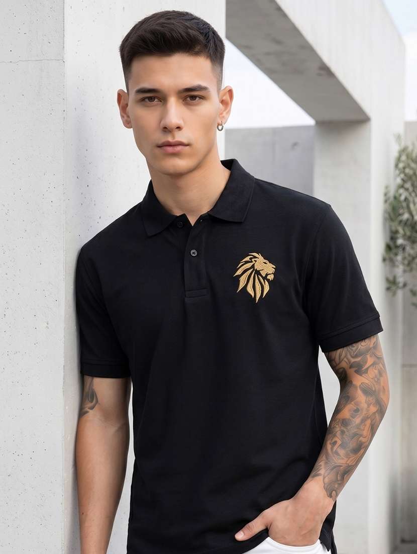 men solid short sleeve regular fit polo t-shirt