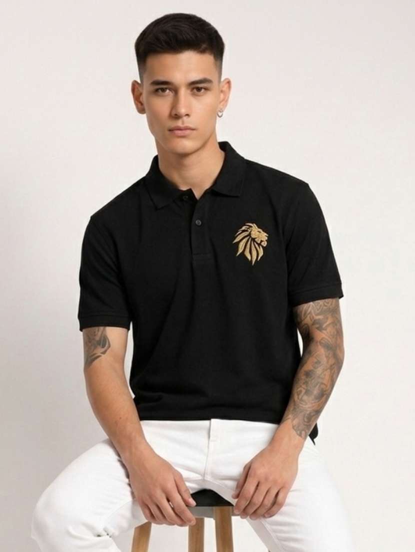 men solid short sleeve regular fit polo t-shirt