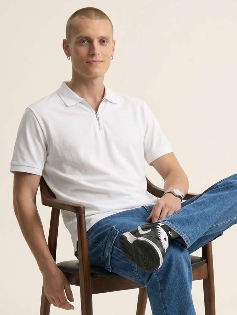 men solid short sleeve regular fit polo t-shirt