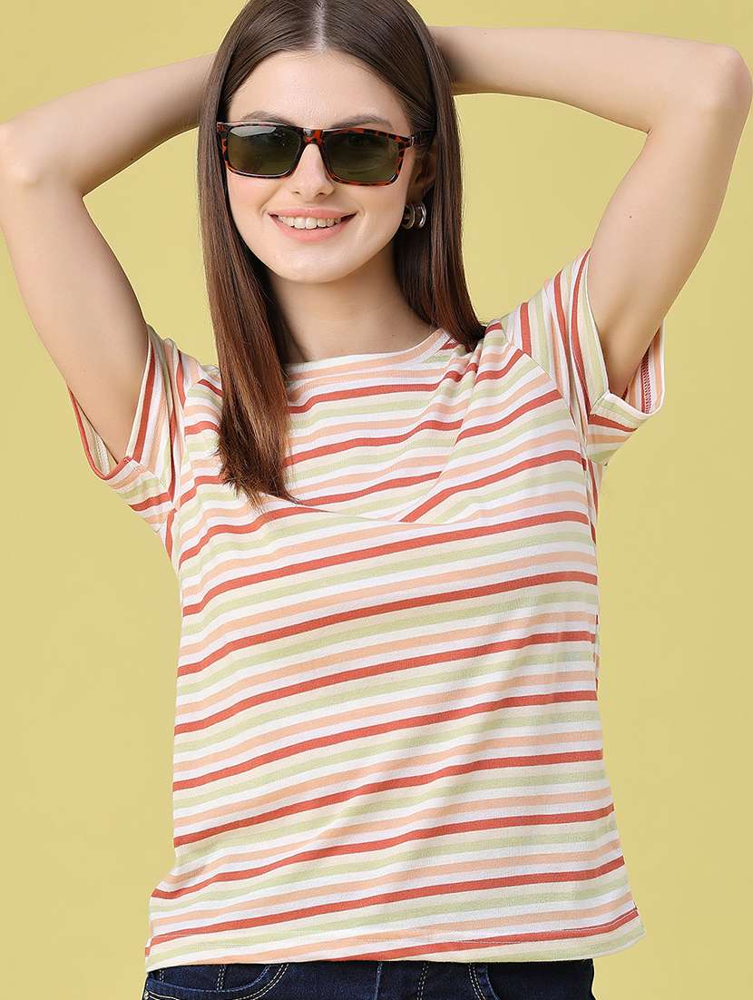 women printed round neck regular t-shirt