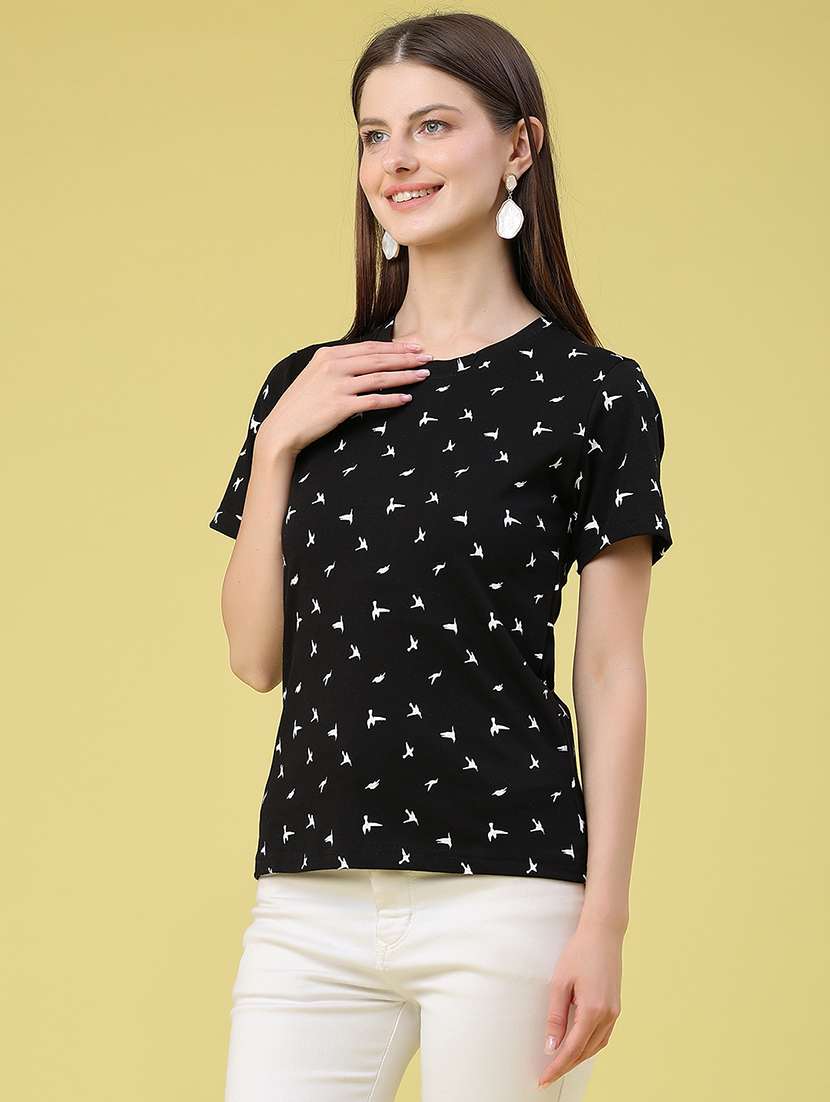 women printed round neck regular t-shirt - 22522282 -  Standard Image - 3