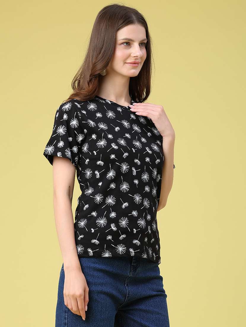women printed round neck regular t-shirt - 22522283 -  Standard Image - 3