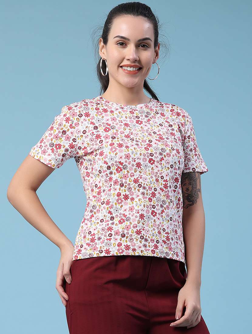 women printed round neck regular t-shirt - 22522292 -  Standard Image - 3