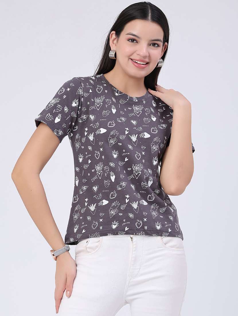 women printed round neck regular t-shirt - 22522427 -  Standard Image - 3