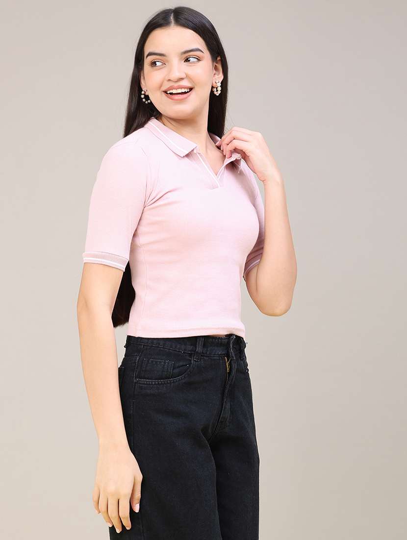 women solid short sleeves polo t-shirt - 22522471 -  Standard Image - 3