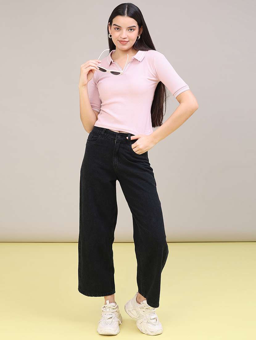 women solid short sleeves polo t-shirt - 22522471 -  Standard Image - 5