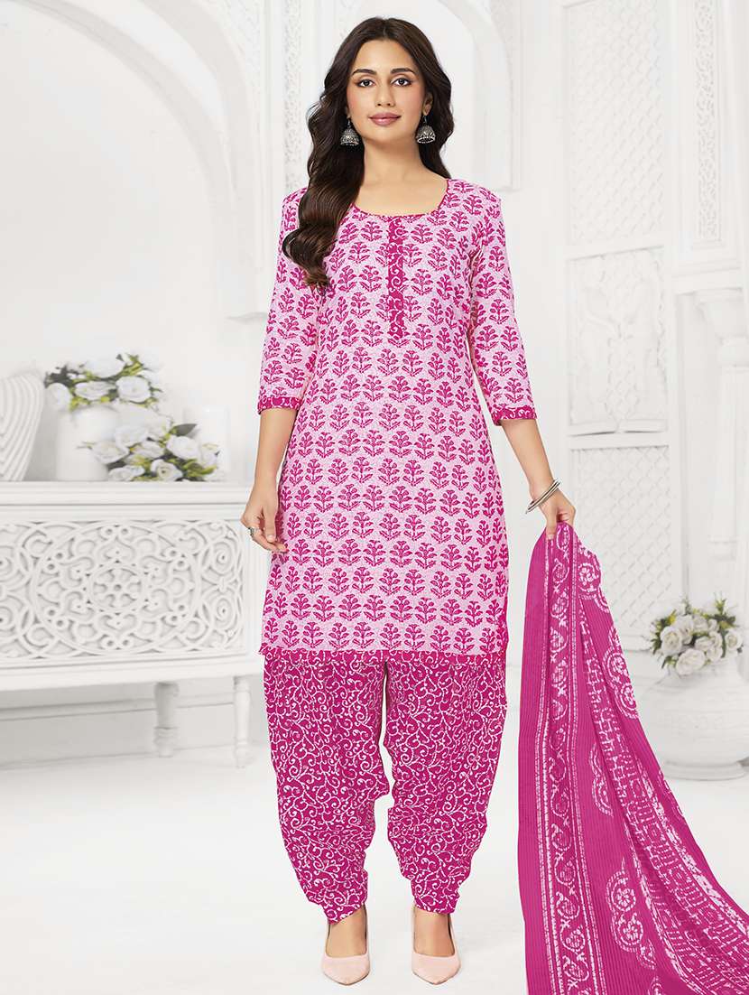 women printed unstitched suit set