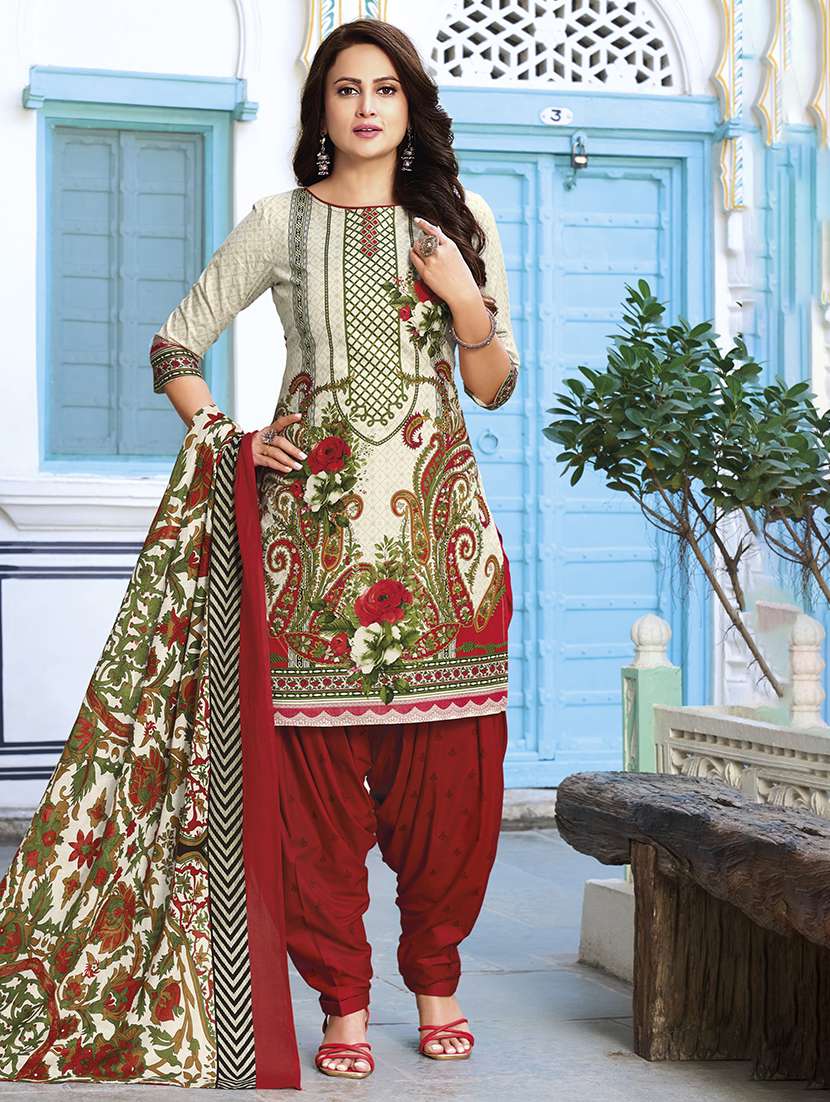 women printed unstitched suit set