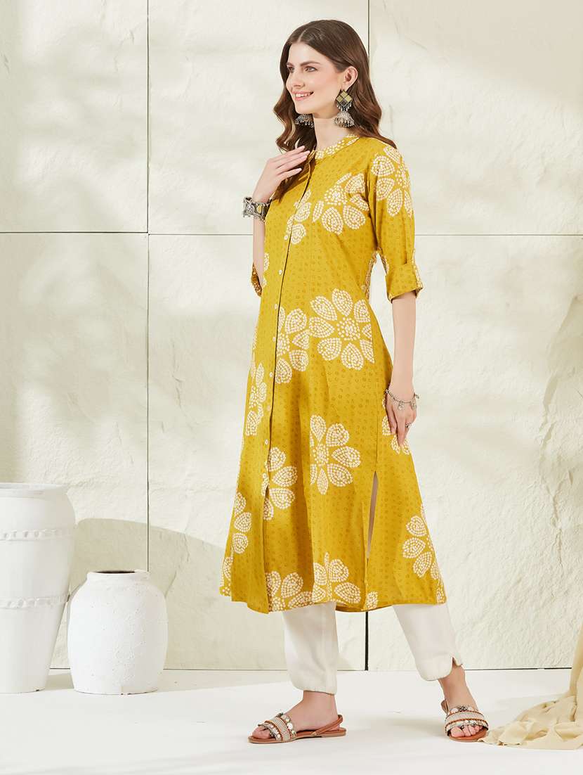 women printed short sleeves a-line kurta  - 22522578 -  Standard Image - 3