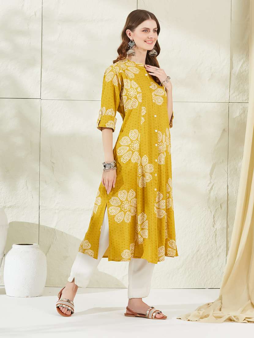women printed short sleeves a-line kurta  - 22522578 -  Standard Image - 5