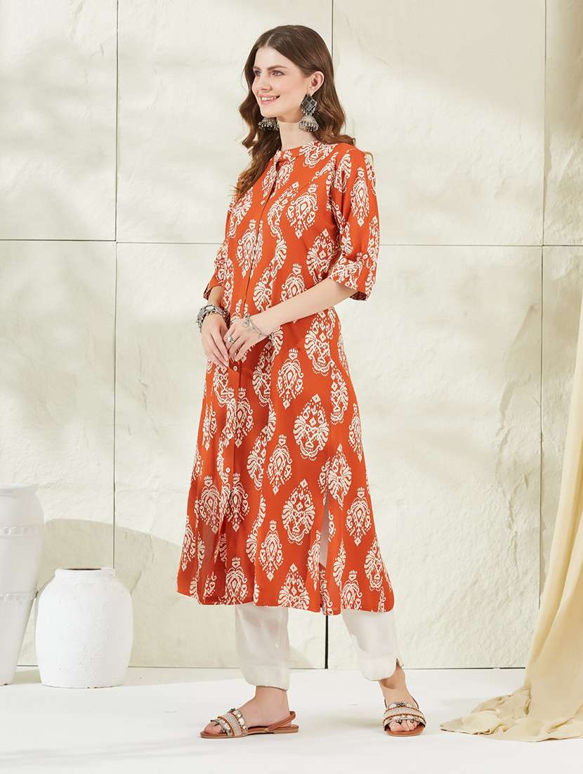 women printed short sleeves a-line kurta  - 22522579 -  Standard Image - 3