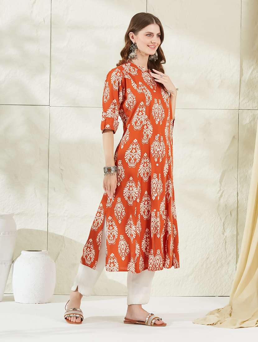 women printed short sleeves a-line kurta  - 22522579 -  Standard Image - 5