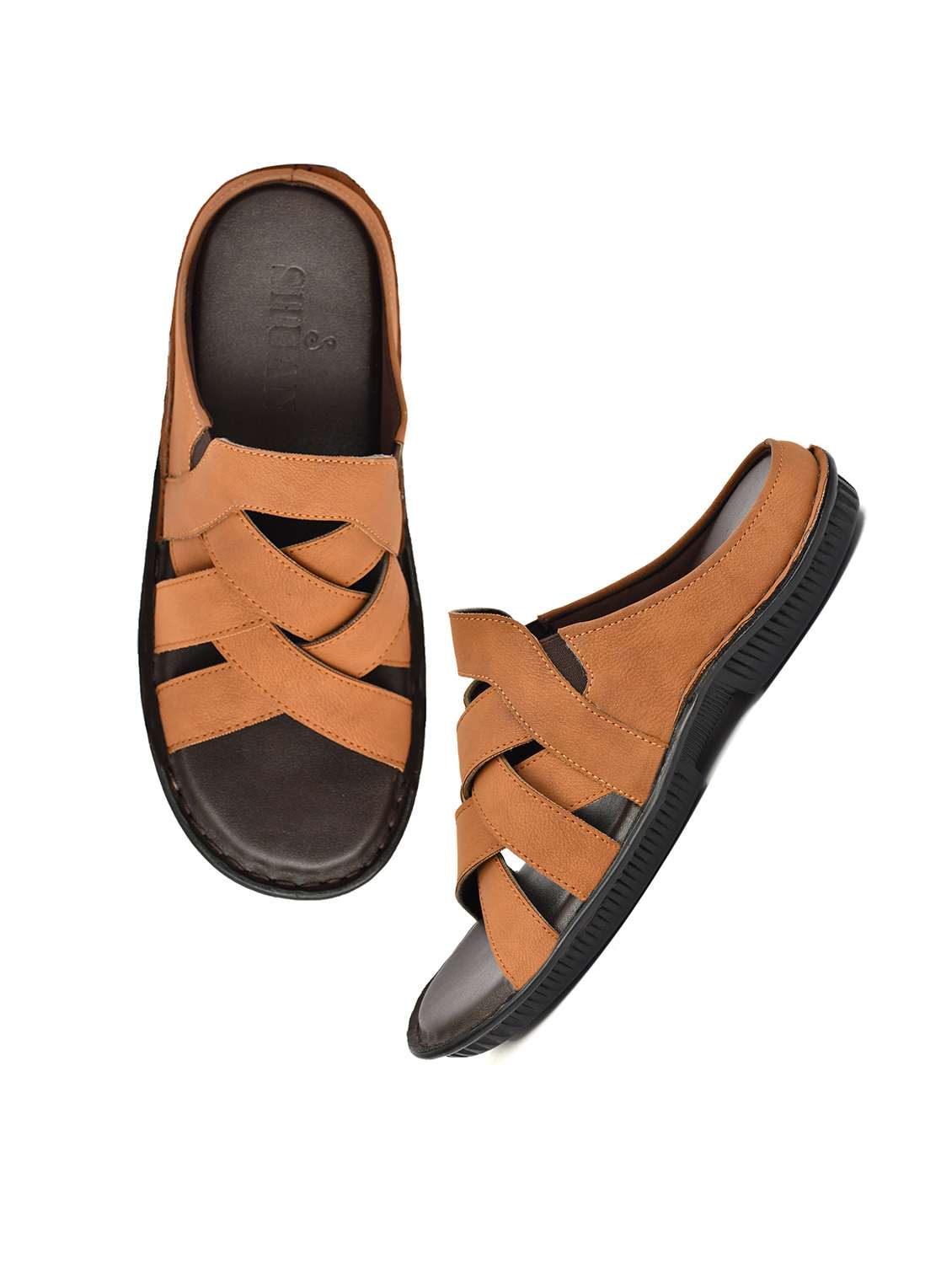 men tan slip on sandal - 22522582 -  Standard Image - 3